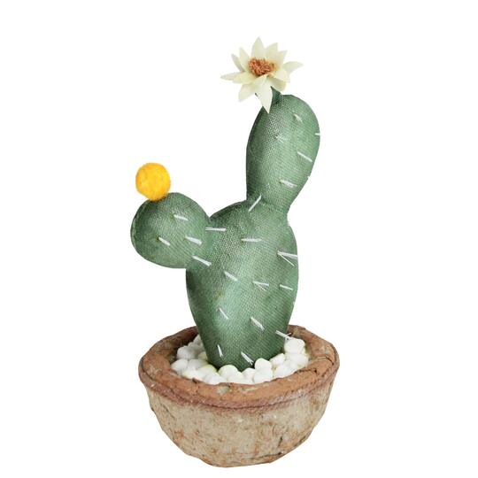 12" Southwestern Style Potted Cactus with Flowers